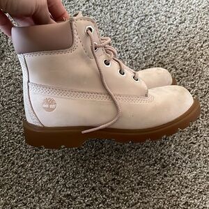 Timberland Blush Pink Boots with Brown Sole